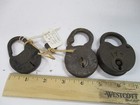 3 Antique Padlocks    Corbin W  Key - Works  2 Others  No Keys