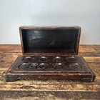 Antique Primitive Wooden Apothecary Box With 8 Wells   Lid