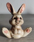 Super Cute Miniature Ceramic  Vintage Bunny Pair Anthropomorphic Figurines