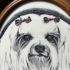 Earl Sherwan Maltese Dog Engraving Art Plaque Oval Faux Wood Frame Small