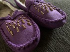 Purple Faux-fur Lined Moccasin Slippers
