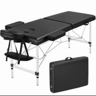 Black Foldable Portable Massage Table Adjustable Height Faux Leather 84x31 5 