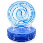 Artistic Accents Cobalt Blue Swirl Glass Dinner Plates 10 3 4  Set Of 4