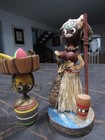 Vintage 50s Wood Native Island Souvenir Figure Tiki Hula Bar Hawaii Japan Tribal