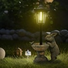 Rabbit Garden Statue With Solar Lantern - 15 8    Outdoor Bunny Statue Bronze 
