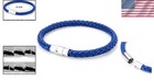 Men s And Women s Blue Leather Bracelet - 18cm Vintage Style With Magnetic Clasp