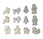 Lot Of 12 Oop Hand Painted Ceramic Christmas Buttons Euc