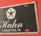 Vintage Hahn Chrysler Dealership Booster License Plate Lehighton Pennsylvania