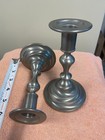 Pair Of Vintage Pewter Weighted Candlesticks 6  Tall