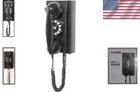 Classic Black Wall Phone With Push Button Technology - Perfect For Modern Home-