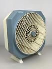 Vintage Patton Ca-1284b 3 Speed Box Fan W  Adjustable Spinning Grill Blue Cream