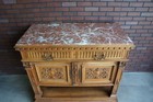 Antique Renaissance Marble Top Buffet   19th Century French Walnut Sideboard