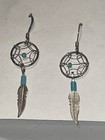 Dreamcatcher Dangle Drop Hook Earrings Sterling Silver And Turquoise  Beautiful 