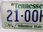 Vintage Tennessee License Plate 21 00h0 Volunteer Oct 1988