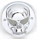 Skull Light Cover For 2  Round Flat Tail Light Chrome Plastic 2 Screw Up 34015