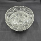 Vintage 11 Hole Clear Glass Flower Frog With Cut Glass Dish 4  Good Condition 