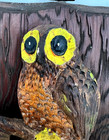 Vintage Hand Carved Wooden Owl Wall Hanging Plaque Folk Art Hamilton Gifts