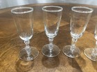 Set Of 6 Vintage Clear Glass Stemmed 4  Cordial liqueur shot Glasses - 1 Oz