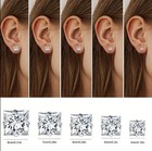 Men Women Kids Luxury White 925 Sterling Silver Square Diamond Cut Stud Earrings