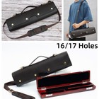 Portable 16 17 Holes Flute Case Cover Pu Leather Flute Bag Wooden Box