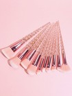 10-piece Multicolor Unicorn Makeup Brush Set With 2 Powder Puffs