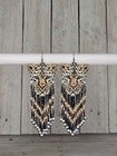 Wix  rika Huichol Jaguar Earrings   Miyuki Beads     Handmade     Silver Hooks