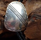 Vintage Southwestern Bolo Etched Sterling Silver Black Leather Cord No Tips