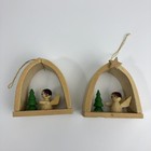 2 Vintage Wooden Christmas Tree Ornaments - Antique Angels
