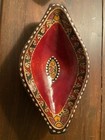 Vtg Indonesian Hand Carved Wood Bowl Hand Painted Lacquer Tray Abalone Inlay