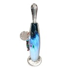 Signed - Hand Blown Art Glass Perfume Bottle With Beads 7 5   