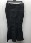 Boohoo Women s Black Denim Maxi Skirt Contrast Stitch Mermaid High Waist Sz 10
