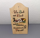 Vtg German Wood Decorative Folk Art Sign Traditional German Food-themed Proverb