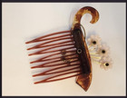 Vintage Floral Hair Accessory  Rhinestone And Flower Hair Comb