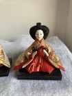 Vintage Japanese Hina Dolls Couple   Set Of 2   5 Inches High   On Bases 