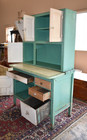 Antique Hoosier Kitchen Cabinet Enamel Top Flour Bin Primitive Kitchen Cupboard