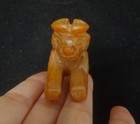 Rare Chinese Old Hand Carving Ancient Beast Figurine Yellow Brown Jade Pendant