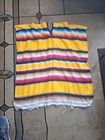 Used Mexican Poncho One Size Serape Blanket Fringe Knit 36  Tall 