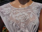 Edwardian 1910s White Cotton Filet Crochet Trim Corset Cover Camisole Sm
