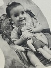Vintage Christmas Card Photograph Sweet Child With Doll  Personalized  c 