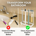 Stainless Countertop Toothbrush Holders Stand  Rustproof Bathroom Organizer With