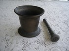 Antique Footed Cast Iron Mortar And Pestle Druggist Medicine Apothecary Chemist