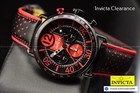 Invicta Men s 44mm Racing Quartz Chronograph Black red Tone Leather Strap Watch