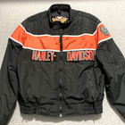 Harley-davidson Jacket Mens L Motorcycle Racing Bomber Biker Patch Nylon Usa