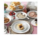 12 Piece Round Dinnerware Set White And Green Floral Dish Set Kitchen Plates