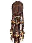  1163 Lg Vtg African Carved Wood W  Trade Beads Shells Namji Fertility Doll 31 