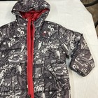 Nike Air Max Swoosh Graphic Black Gray Red Zip Puffer Jacket Hood Boy s Size 6