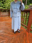Sz 14samuel Robert By Peter Hatsi-androu Vintage 1990s Pwdr Blue Long Skirt Suit