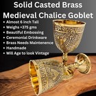 Vintage Chalice Medieval Goblet   1x Solid Brass 6  Royal Wine Glass Cups 7oz 