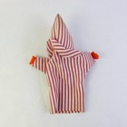 Vintage Striped Clown Girl Hand Puppet Flawed