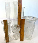 Set Of 6 Crystal Clear Glass Vases Variety Of Sizes Wedding Party Floral Vases